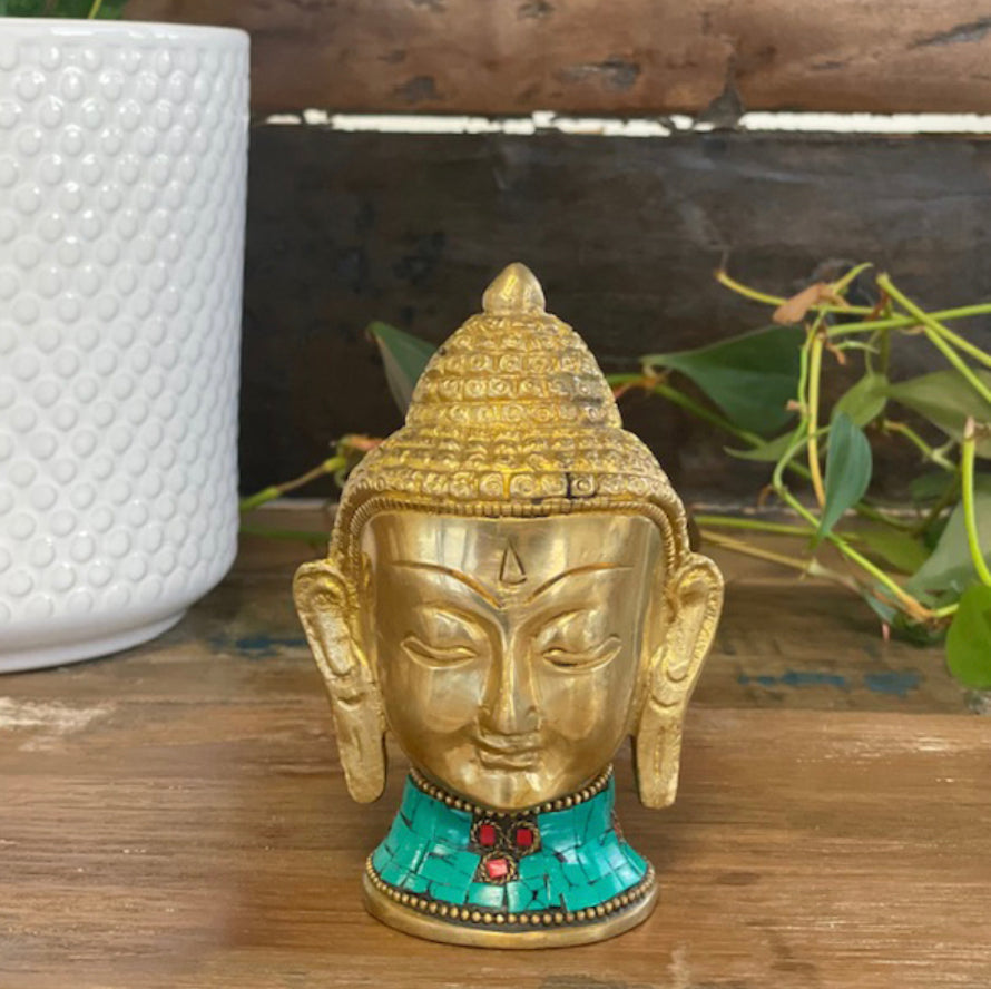 Buddha Head Brass Figurine