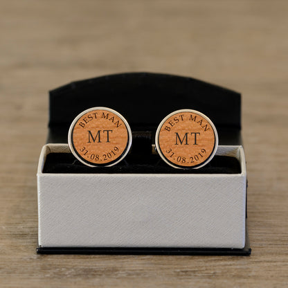 Personalised Best Man Wooden Cufflinks - Myhappymoments.co.uk