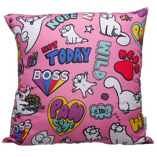 Pink Simon's Cat Pawsome Cushion with Insert 50 x 50cm