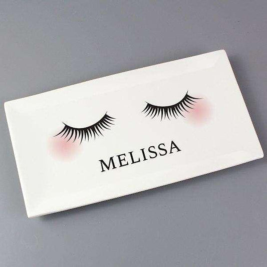 Personalised Eyelashes Ceramic Trinket Tray - Myhappymoments.co.uk