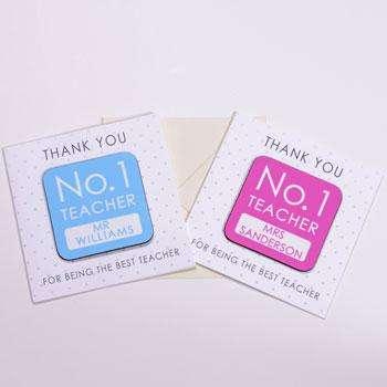 Personalised No. 1 Teacher Coaster Card - Myhappymoments.co.uk