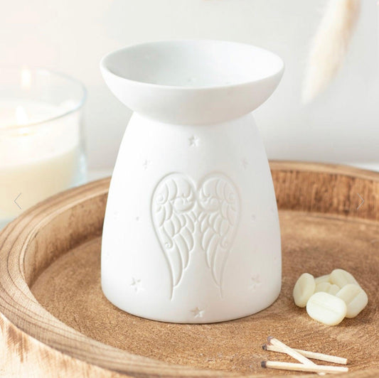 White Ceramic Angel Wings Oil Burner