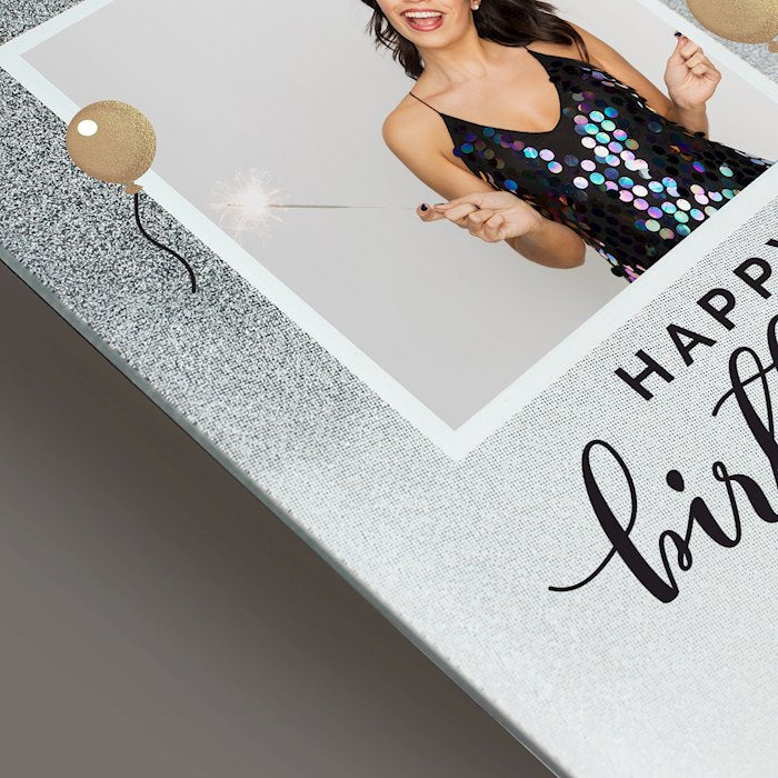 Personalised Birthday Age Glitter Glass Photo Frame 4x4 - Myhappymoments.co.uk