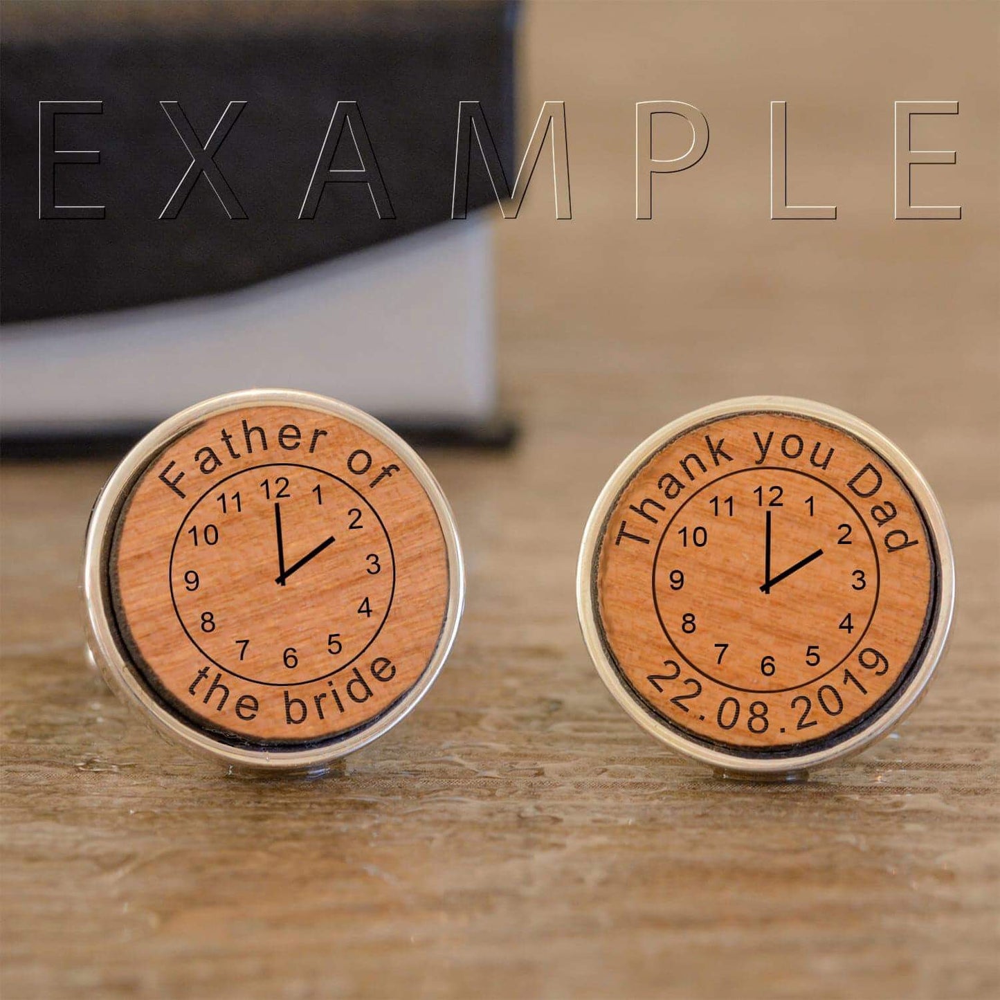 Personalised Time Clock Wooden Wedding Cufflinks - Myhappymoments.co.uk