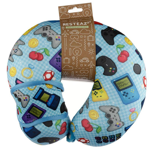 Retro Gaming Game Over Relaxeazzz Travel Pillow & Eye Mask Set