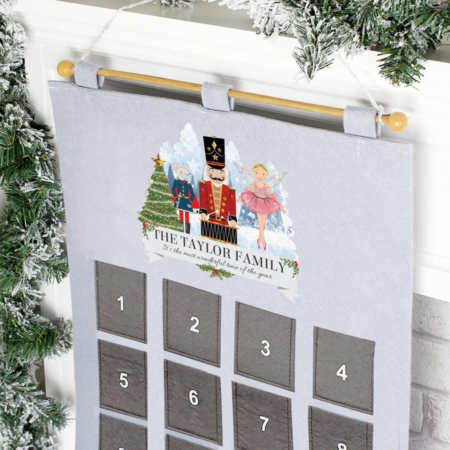 Personalised Pocket Nutcracker Felt Advent Calendar In Silver Grey