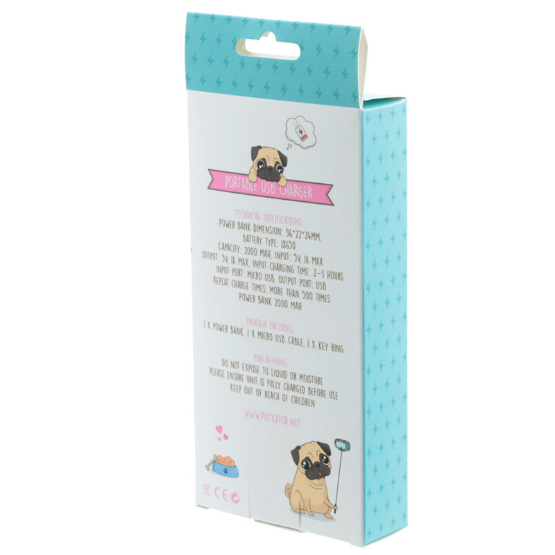 Pug Handy Portable USB Charger Power Bank - Myhappymoments.co.uk