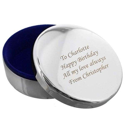 Personalised Round Trinket Box - Myhappymoments.co.uk