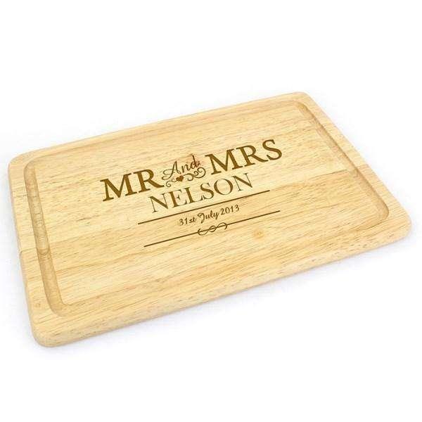 Engraved Mr & Mrs Rectangle Chopping Board - Myhappymoments.co.uk