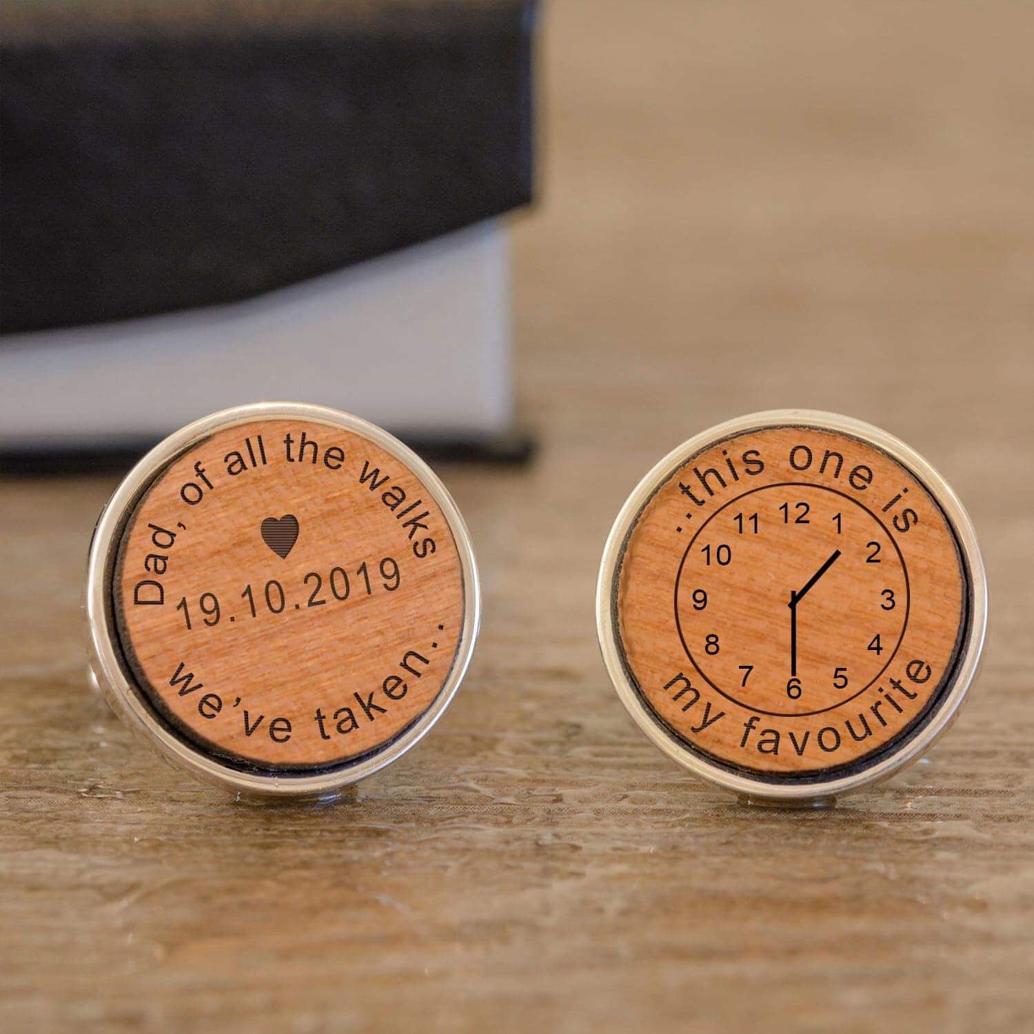 Personalised Dad Of All The Walks We've Taken Time Wedding Wooden Cufflinks - Myhappymoments.co.uk