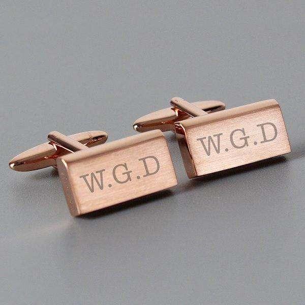 Personalised Classic Rose Gold Plated Cufflinks - Myhappymoments.co.uk