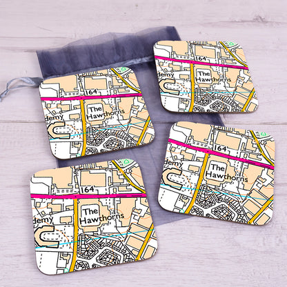 Football Club Stadium Map Set of 4 Coasters