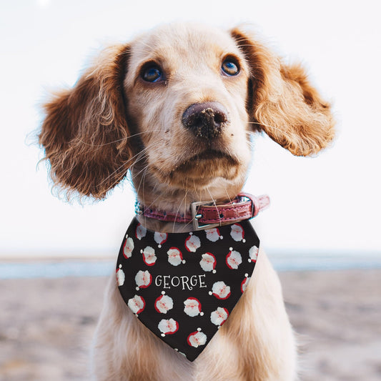 Personalised Santa Black Dog Christmas Bandana