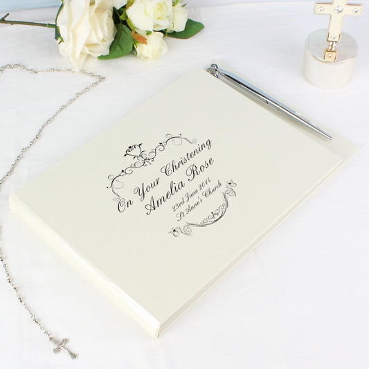 Personalised Ornate Swirl Hardback Guest Book & Pen