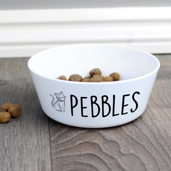 Personalised Scribble Cat Plastic Cat Bowl