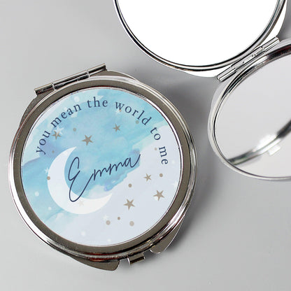 Personalised You Mean The World To Me Compact Mirror