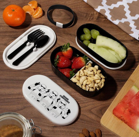 The Original Stormtrooper Stacked Bento Box Lunch Box with Fork & Spoon