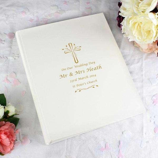 Personalised Gold Cross Traditional Photo Album - Myhappymoments.co.uk