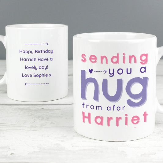 Personalised Pink Hug From Afar Mug