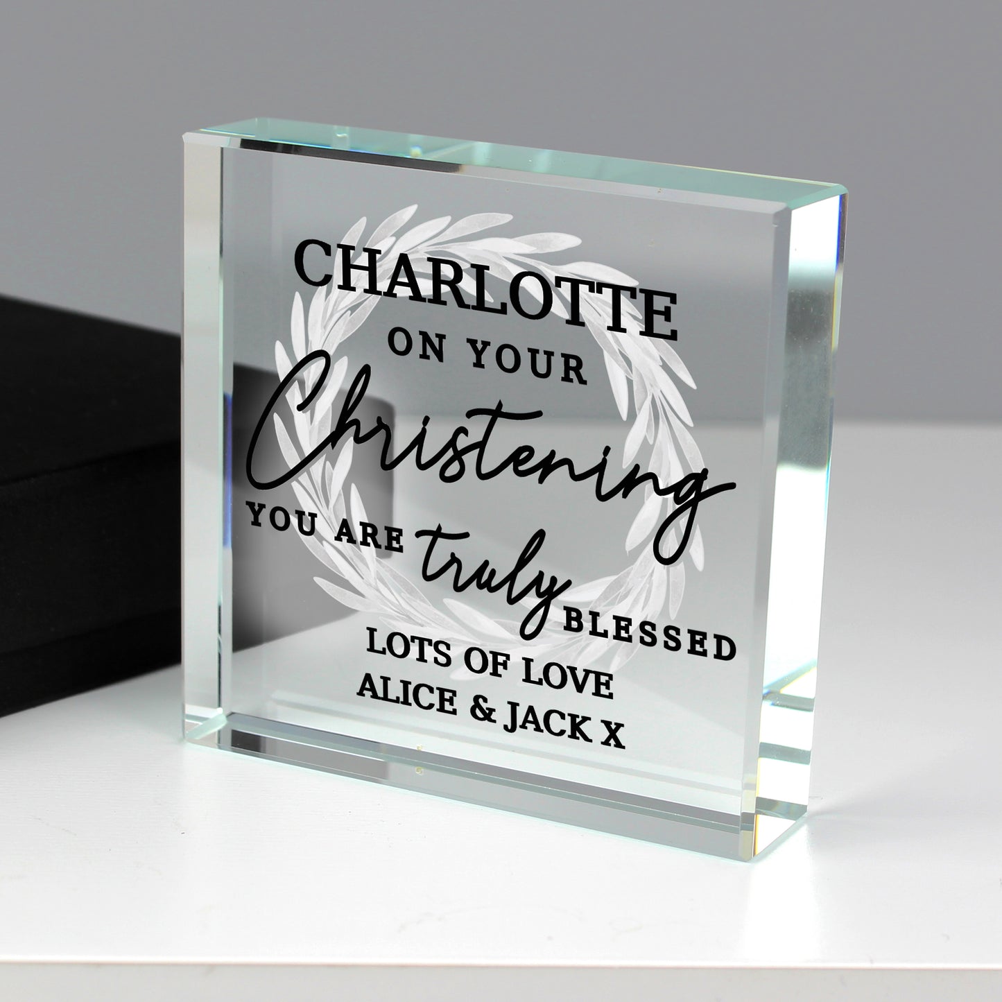 Personalised 'Personalised 'Truly Blessed' Christening Glass Token Keepsake Gift