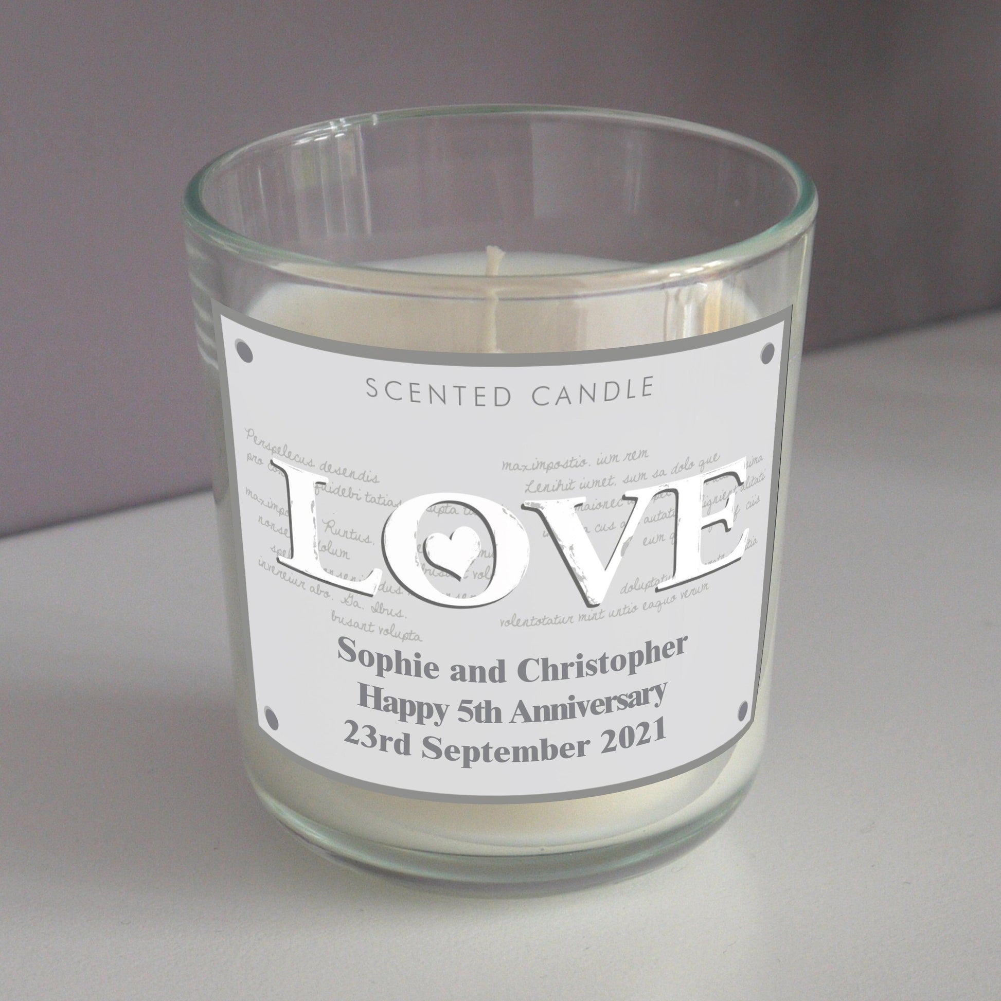 Personalised LOVE Scented Jar Candle