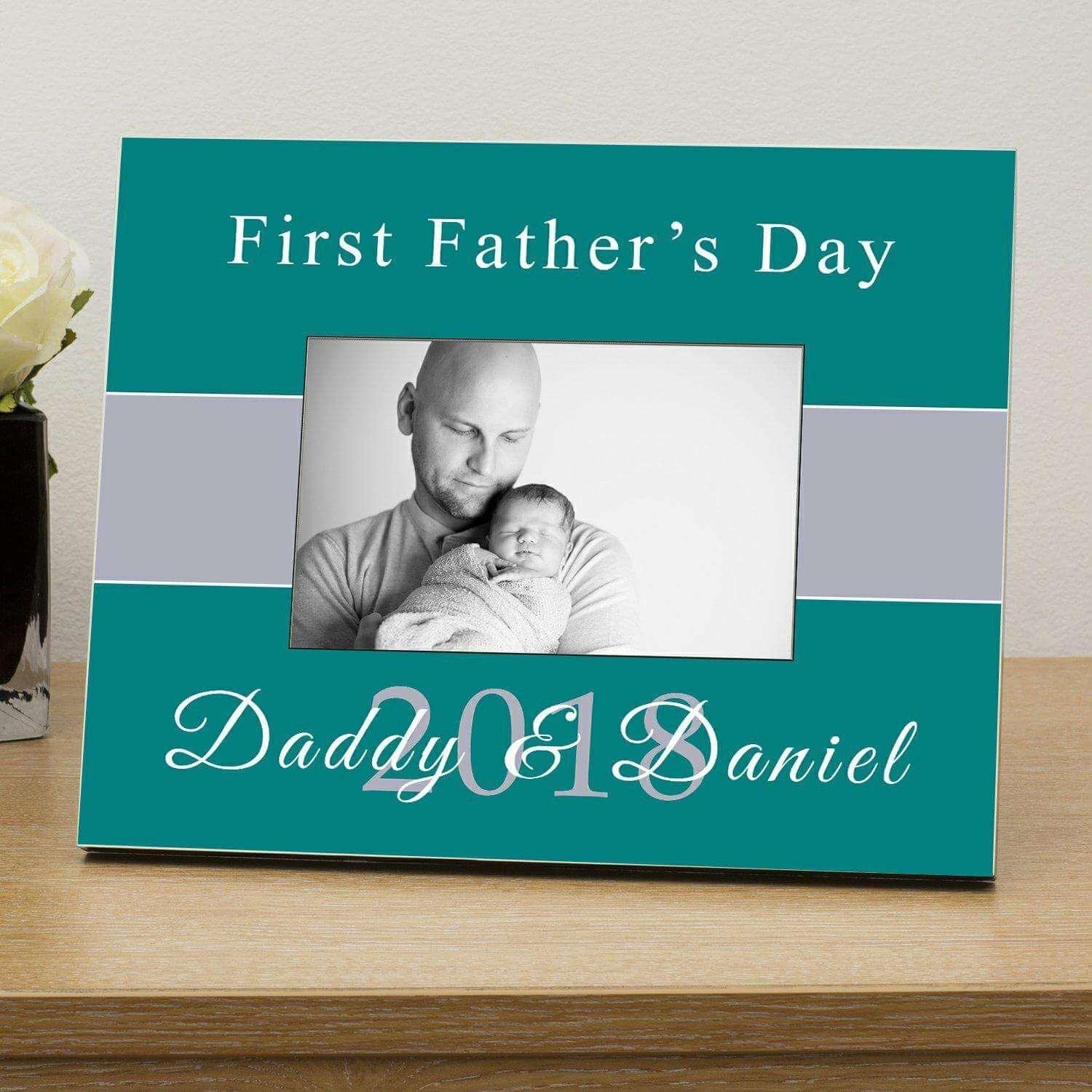 Personalised First Fathers Day Engraved Photo Frame - Myhappymoments.co.uk