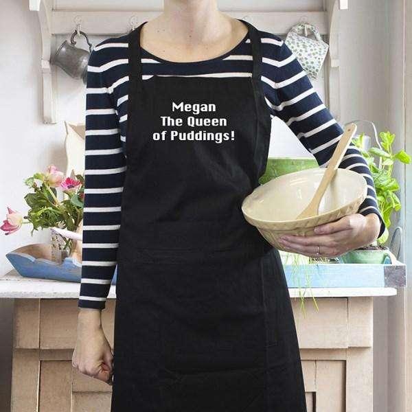 Personalised Black Apron - Myhappymoments.co.uk