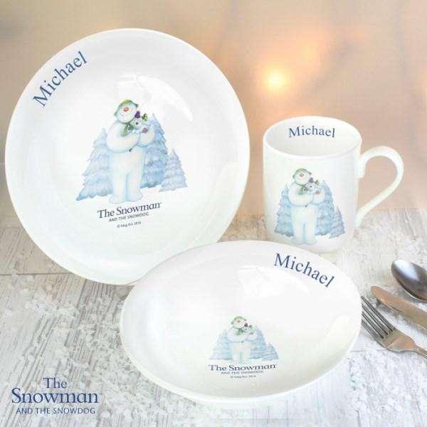 Personalised The Snowman and the Snowdog Breakfast Set - Myhappymoments.co.uk