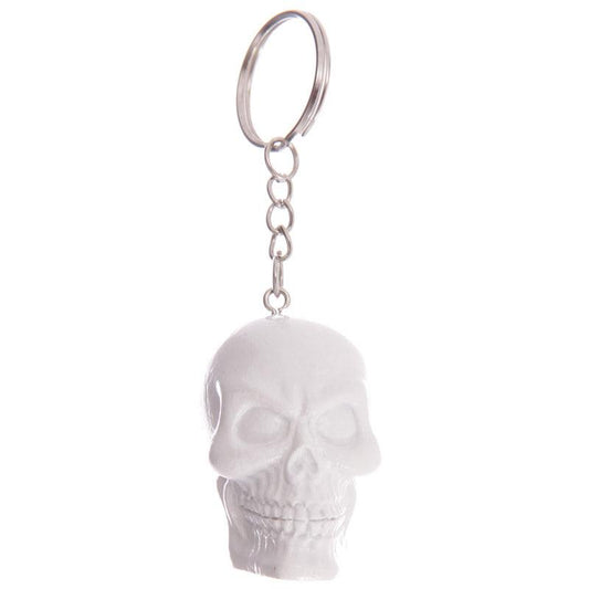 White Skull Keyring