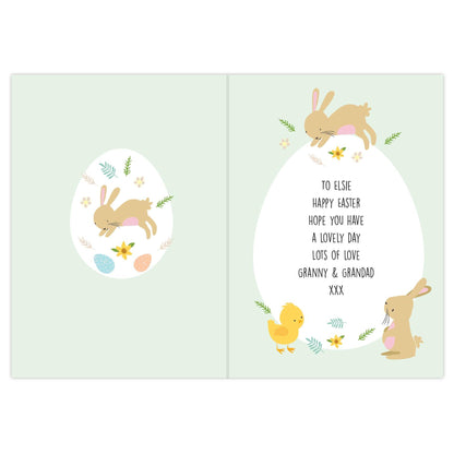 Personalised Easter Bunny & Chick Card