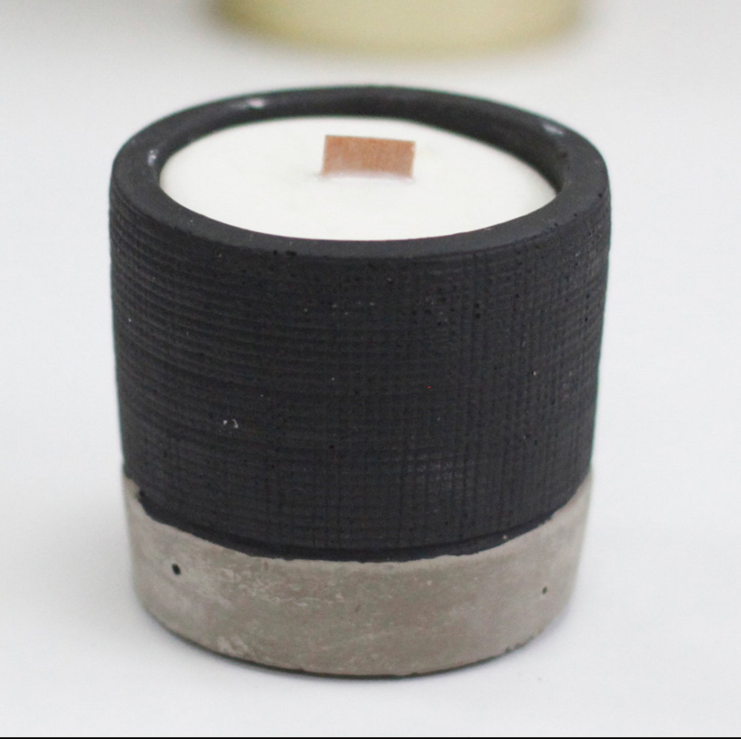 Concrete Wooden Wick Medium Candle Pot - Black - Brandy Butter