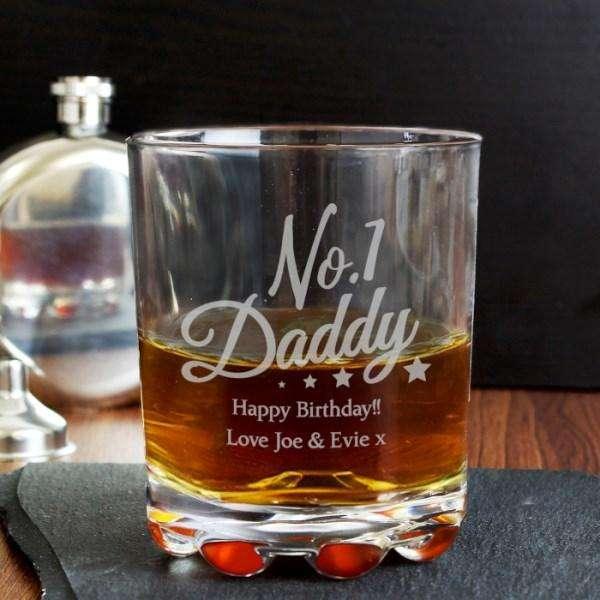 Personalised No.1 Daddy Glass Tumbler - Myhappymoments.co.uk