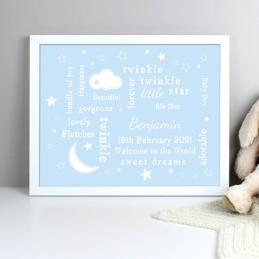 Personalised Blue Twinkle Twinkle Little Star Wall Art