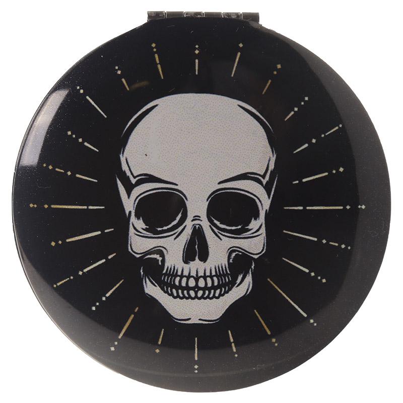 Skull and Rose Design Compact Mirror