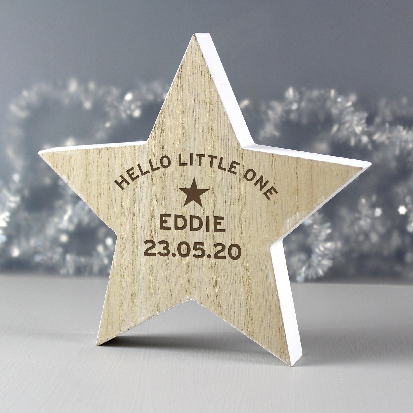 Personalised Rustic Wooden Star Christmas Decoration - Myhappymoments.co.uk