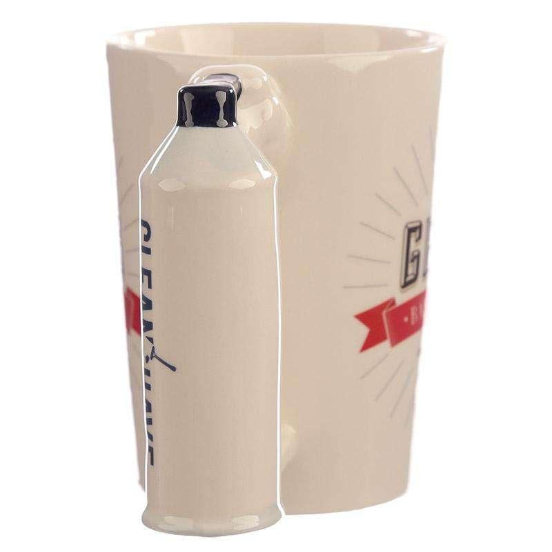 Shaving Foam Shaped Handle Ceramic Mug with Barber Shop Decal - Myhappymoments.co.uk