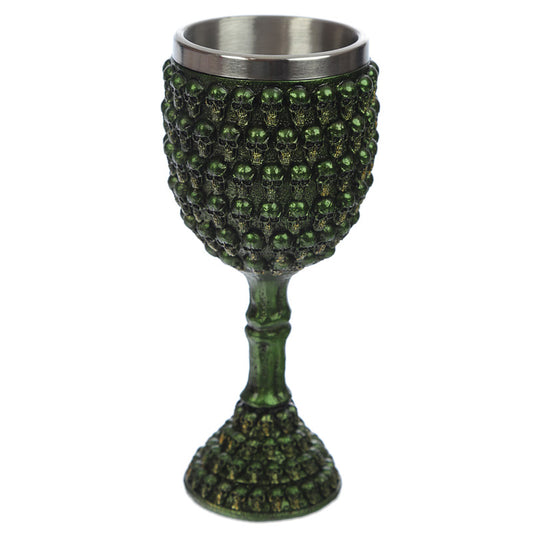 Decorative Metallic Mini Skull Goblet - Green