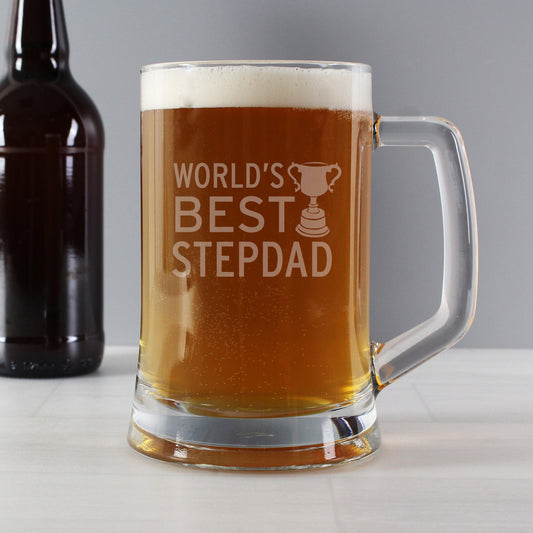 Worlds Best Step Dad Stern Glass Tankard