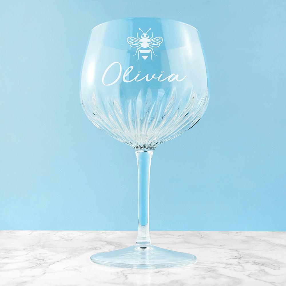 Personalised Crystal Bee Gin Goblet Glass