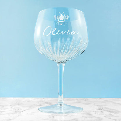 Personalised Crystal Bee Gin Goblet Glass