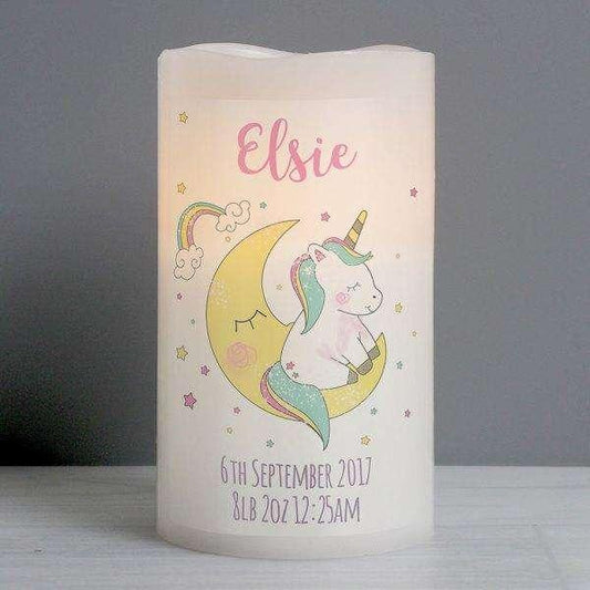 Personalised Baby Unicorn Nightlight LED Candle - Myhappymoments.co.uk