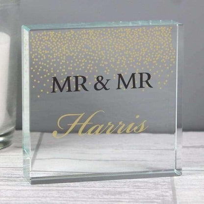 Personalised Gold Confetti Large Crystal Token - Presented In A Black Gift Box - Myhappymoments.co.uk