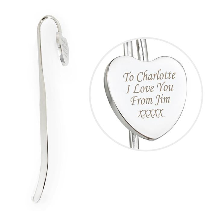 Personalised Silver Heart Bookmark - Myhappymoments.co.uk