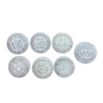 Chakra Set of 7 Selenite Charging Plates