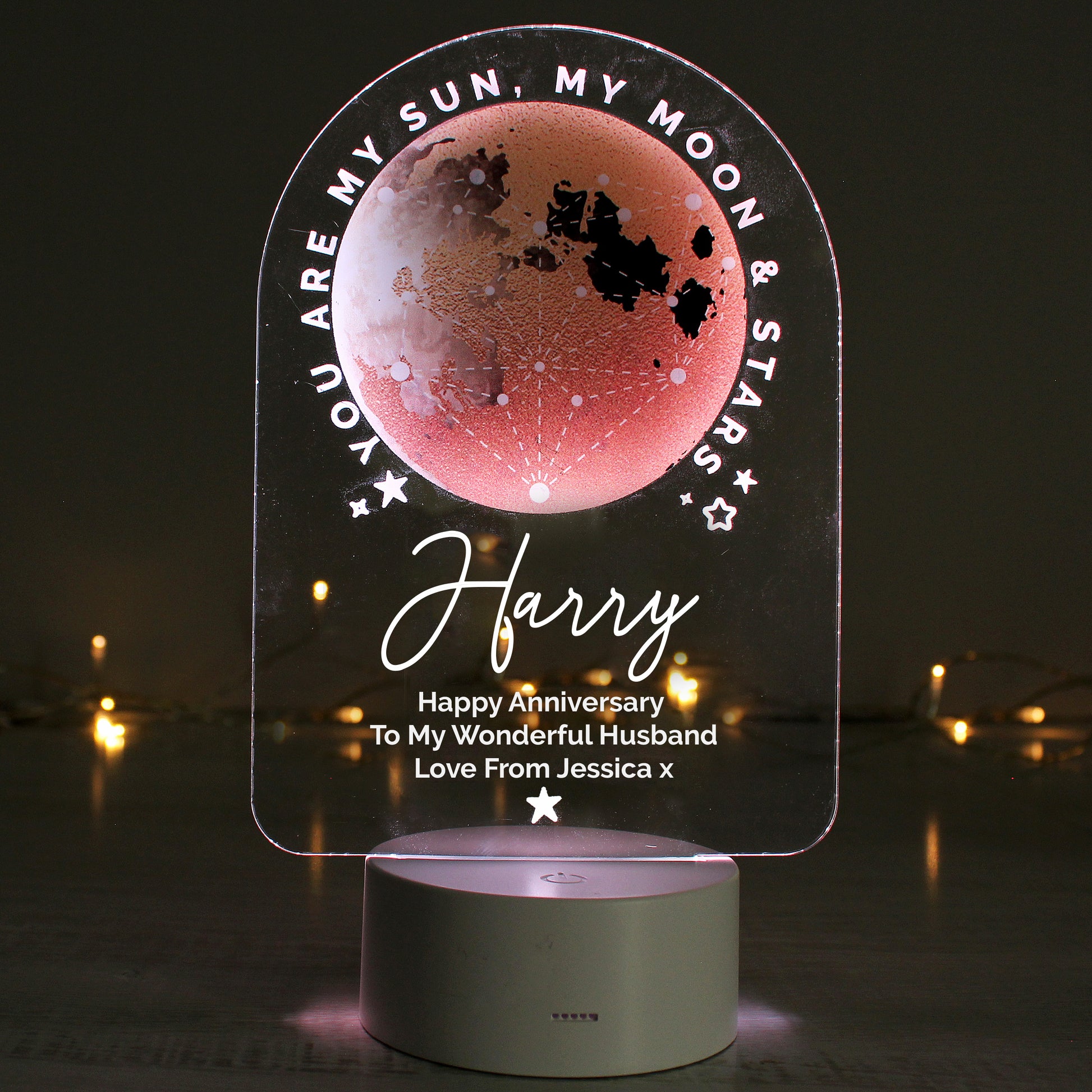 Personalised Sun Moon & Stars LED Colour Changing Night Light