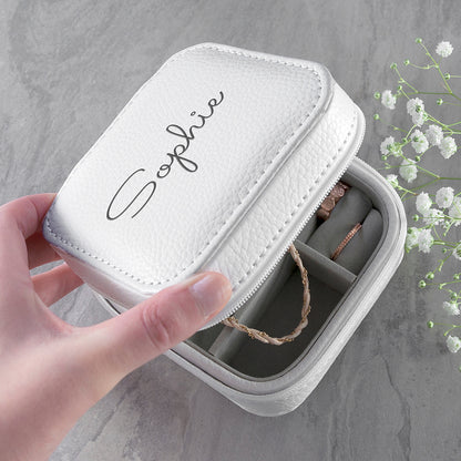 Personalised White Travel Jewellery Case