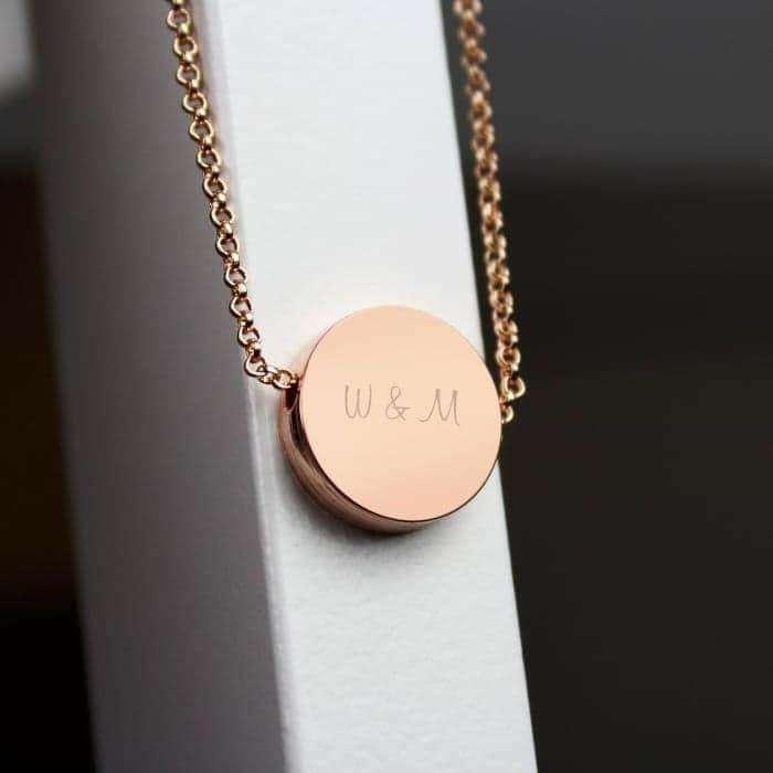 Personalised Any Name Rose Gold Tone Disc Necklace - Myhappymoments.co.uk