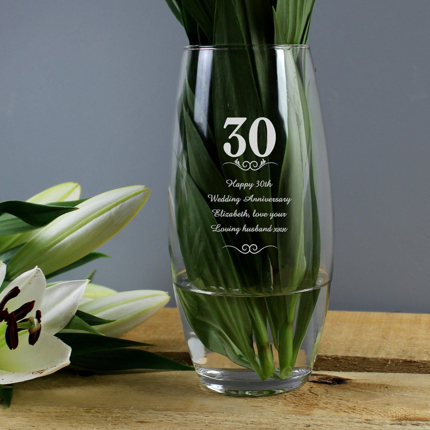 Personalised 30th Anniversary / Birthday Bullet Vase - Myhappymoments.co.uk