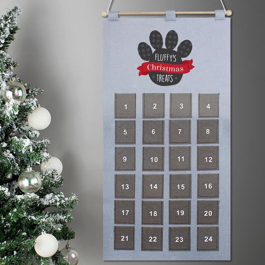 Personalised Pet Pocket Felt Advent Calendar In Silver Grey