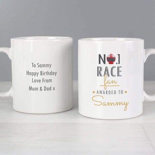 Personalised No.1 Race Fan Mug - Myhappymoments.co.uk